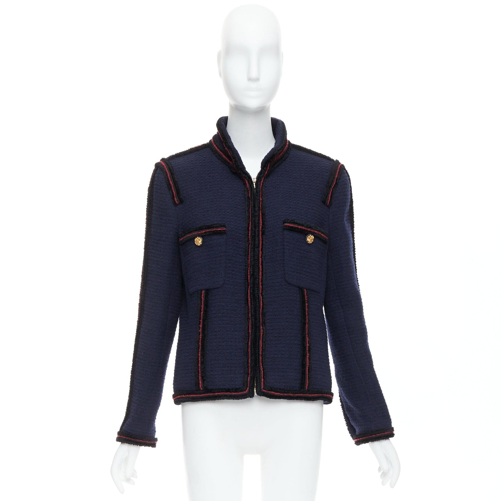 CHANEL 09A Ruway Paris Moscow Runway navy tweed imperial button officer jacket 7