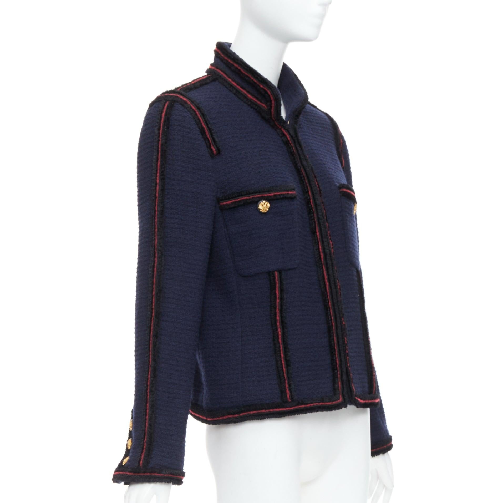 CHANEL 09A Ruway Paris Moscow Runway navy tweed imperial button officer jacket In Excellent Condition In Hong Kong, NT