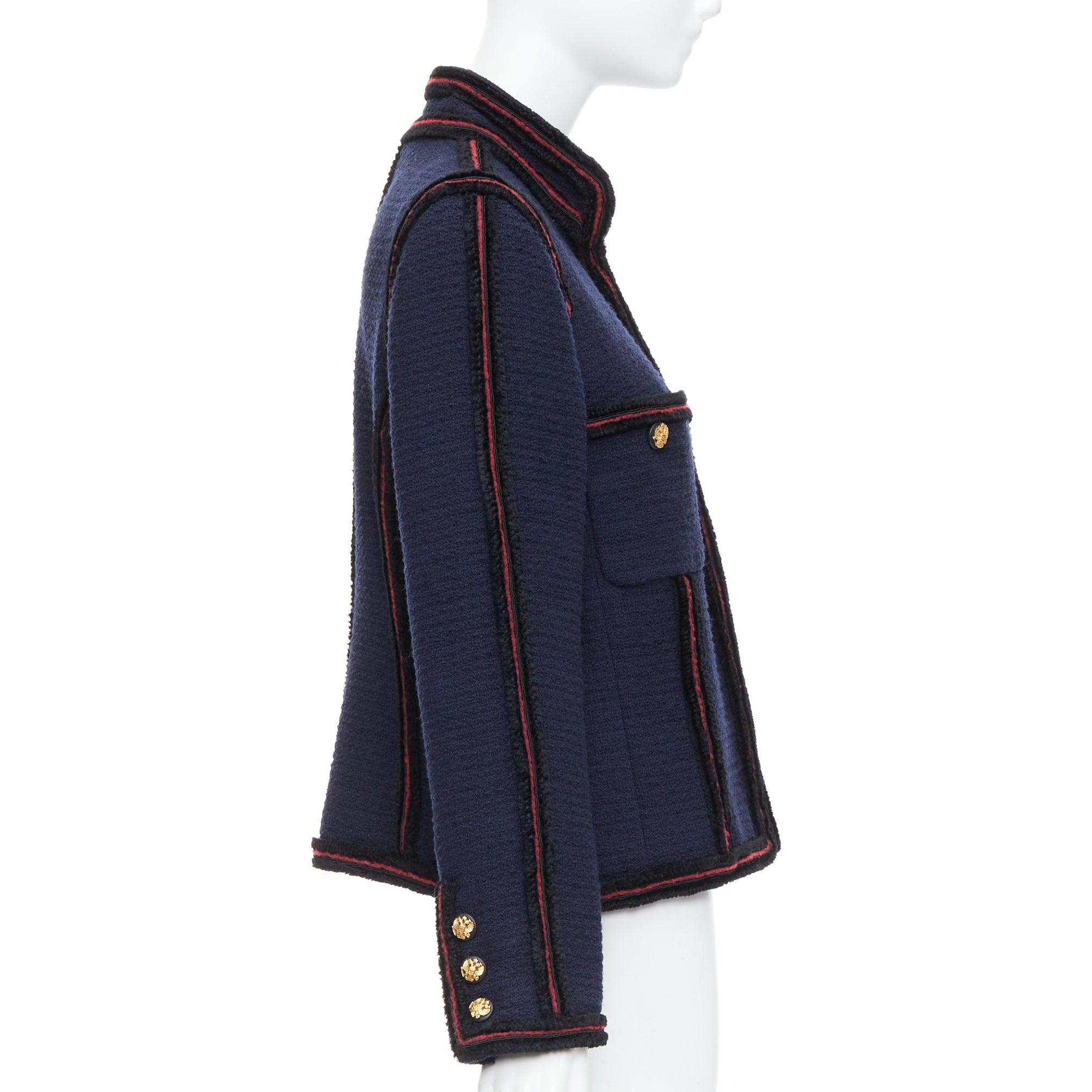 Women's CHANEL 09A Ruway Paris Moscow Runway navy tweed imperial button officer jacket