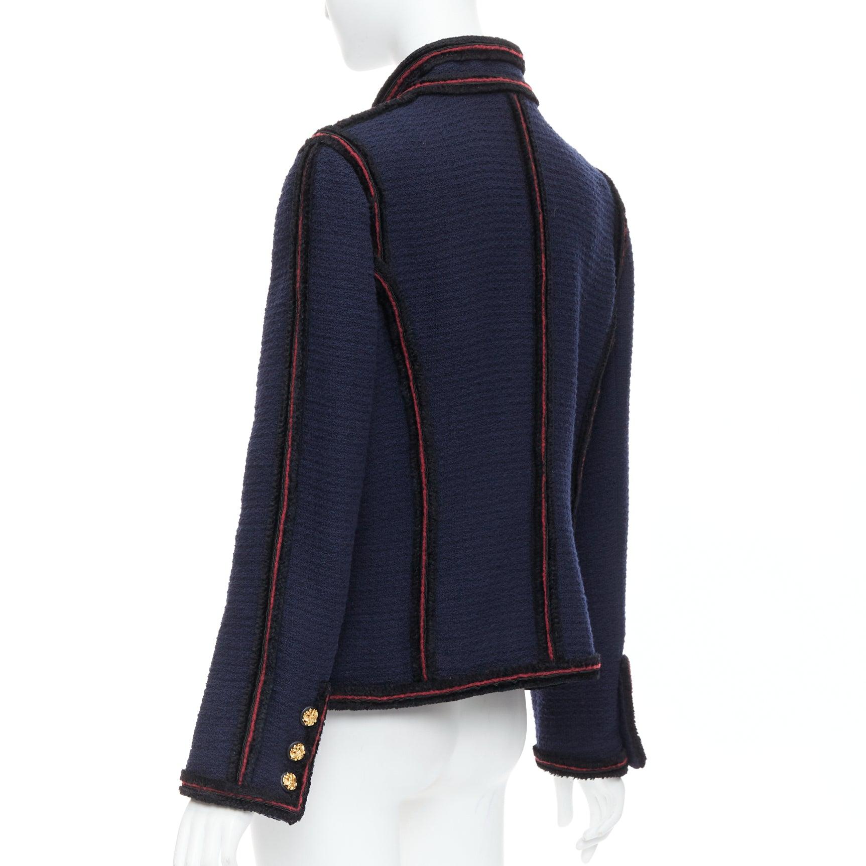 CHANEL 09A Ruway Paris Moscow Runway navy tweed imperial button officer jacket 2