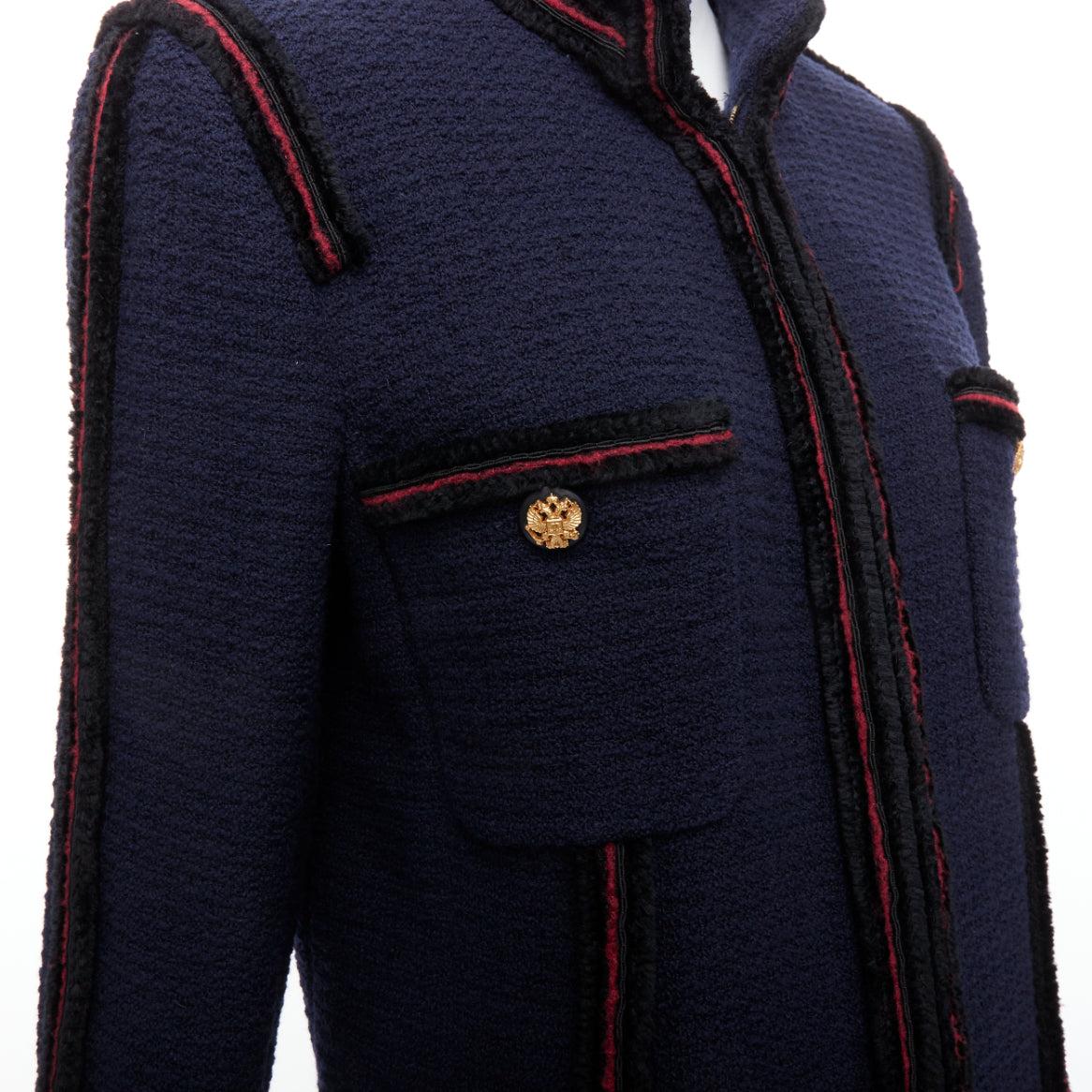 CHANEL 09A Ruway Paris Moscow Runway navy tweed imperial button officer jacket 4