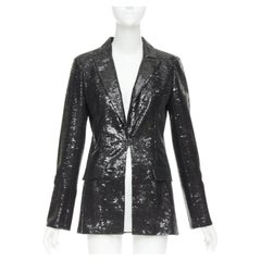 CHANEL 09C Runway Miami black sequin notched collar tailored blazer FR40 L