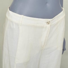CHANEL 09C Vintage cream CC button panelled flare cropped pants FR36 S