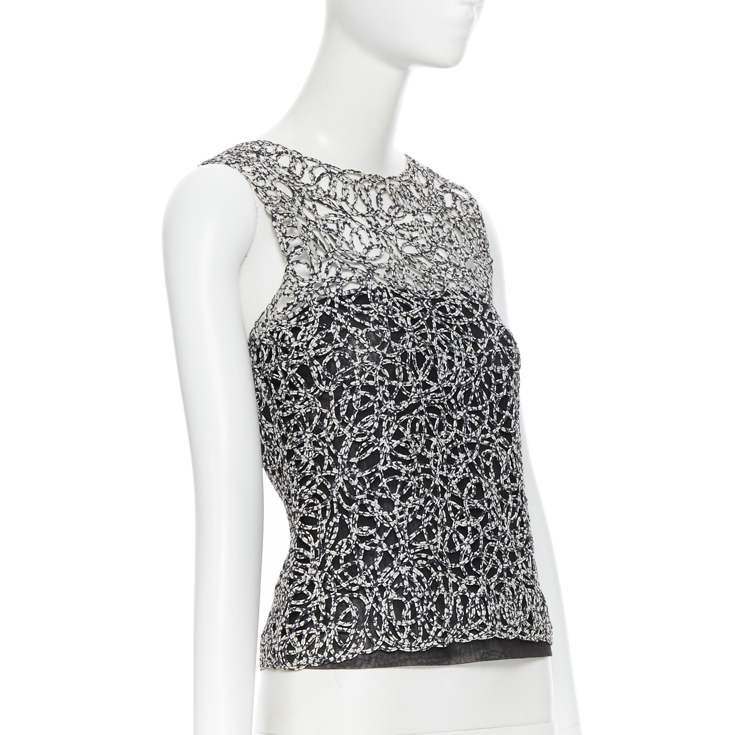 De las mujeres CHANEL 09P chaleco sin mangas con estampado abstracto blanco y negro FR36