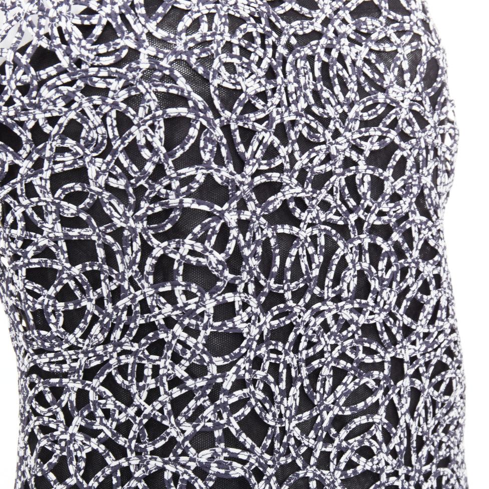 Chanel 09P nero bianco stampa astratta a ghirigori senza maniche FR40 in vendita 2