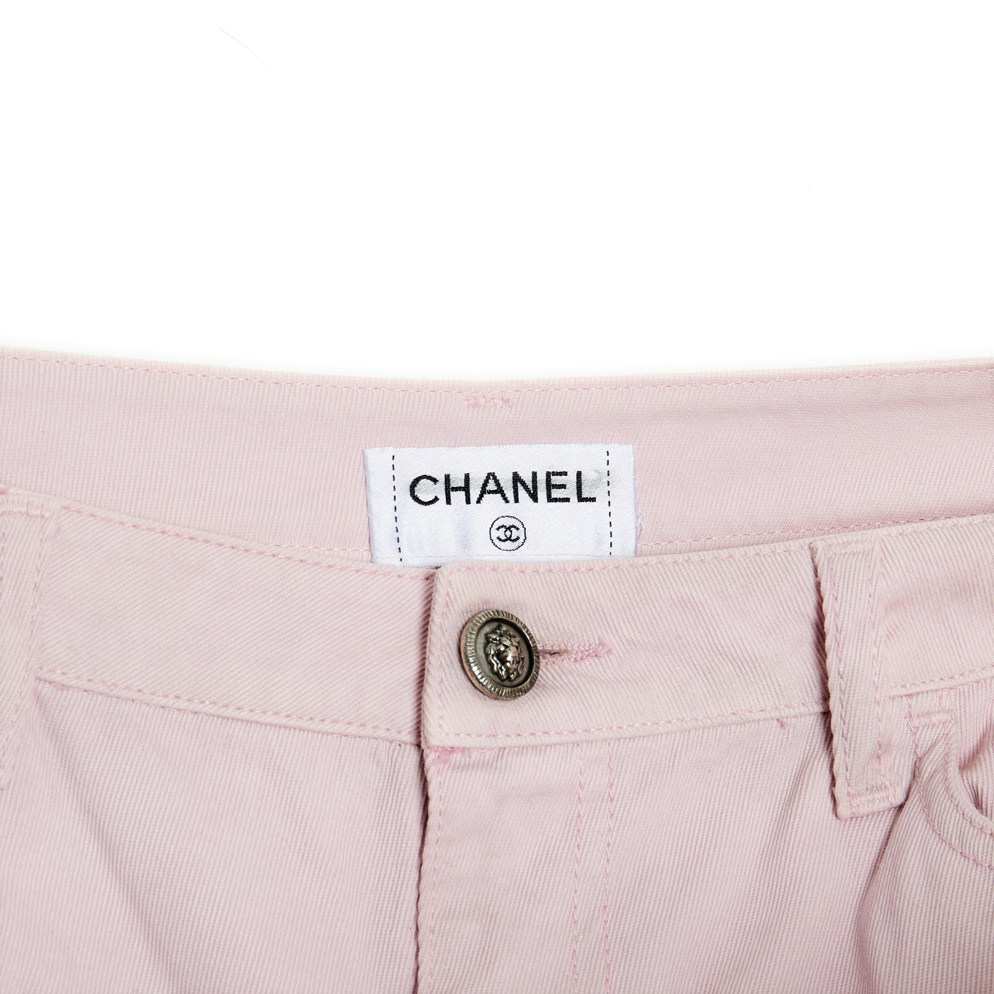 Beige Chanel 09P Jean rose FR38 Pink denim Jeans Pants UK10 US8 For Sale