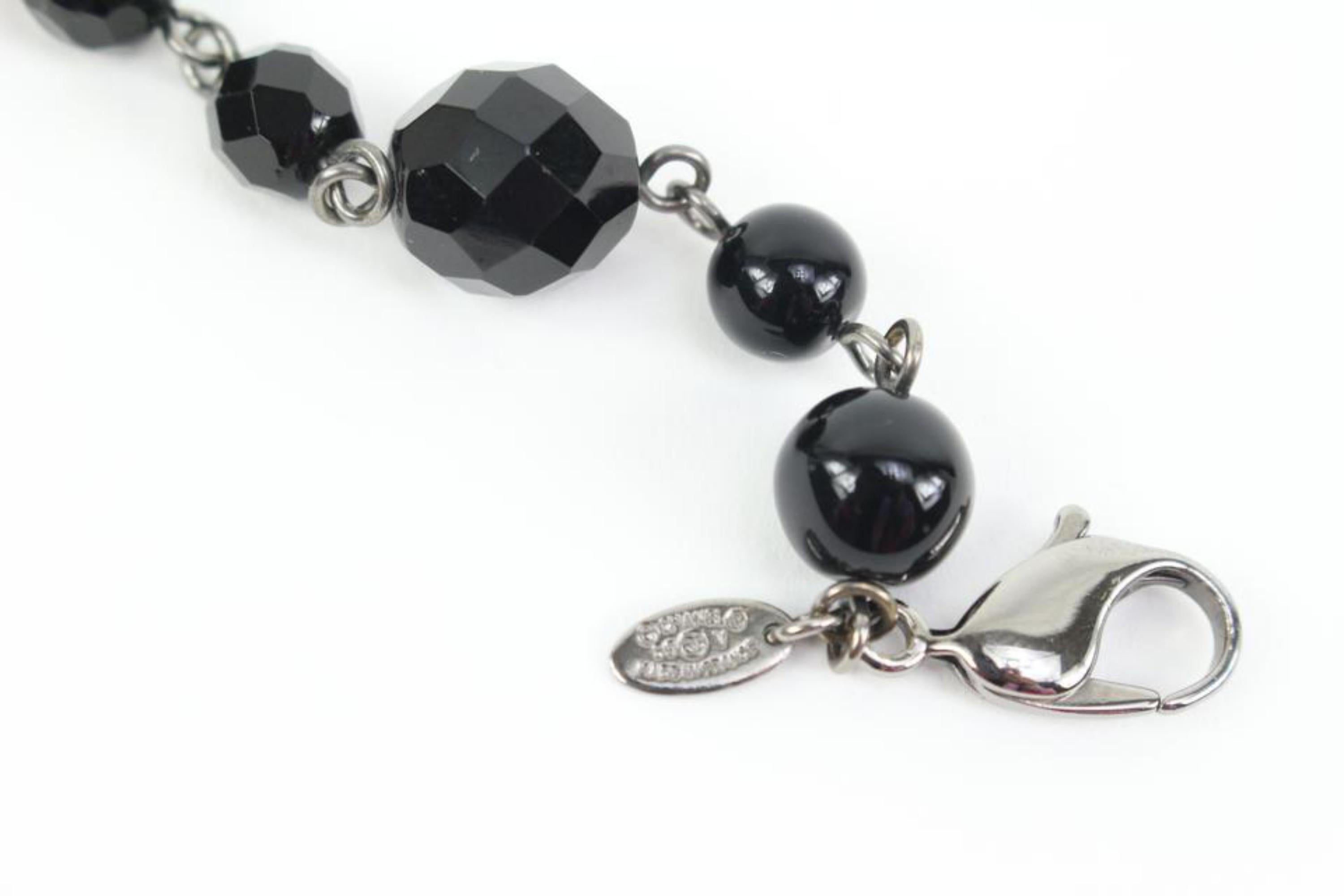 Chanel 09V Jumbo CC Black Pearl x Silver Chain Bracelet 33ck321s For Sale 5