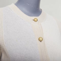 CHANEL 100% cashmere beige cream colorblocked CC buttons cardigan FR36 S