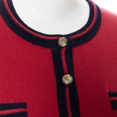 CHANEL 100% cashmere Lion Eagle CC military button 2-pocket cardigan FR34 XS