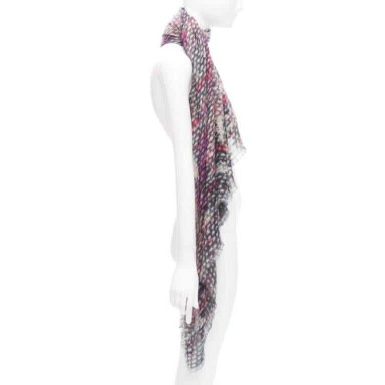 CHANEL 100% cashmere purple black CC oversized tweed texture print scarf In Excellent Condition For Sale In Hong Kong, NT