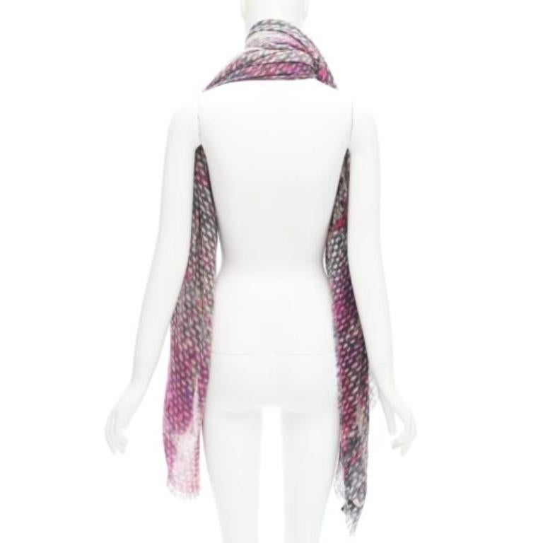 Women's CHANEL 100% cashmere purple black CC oversized tweed texture print scarf For Sale
