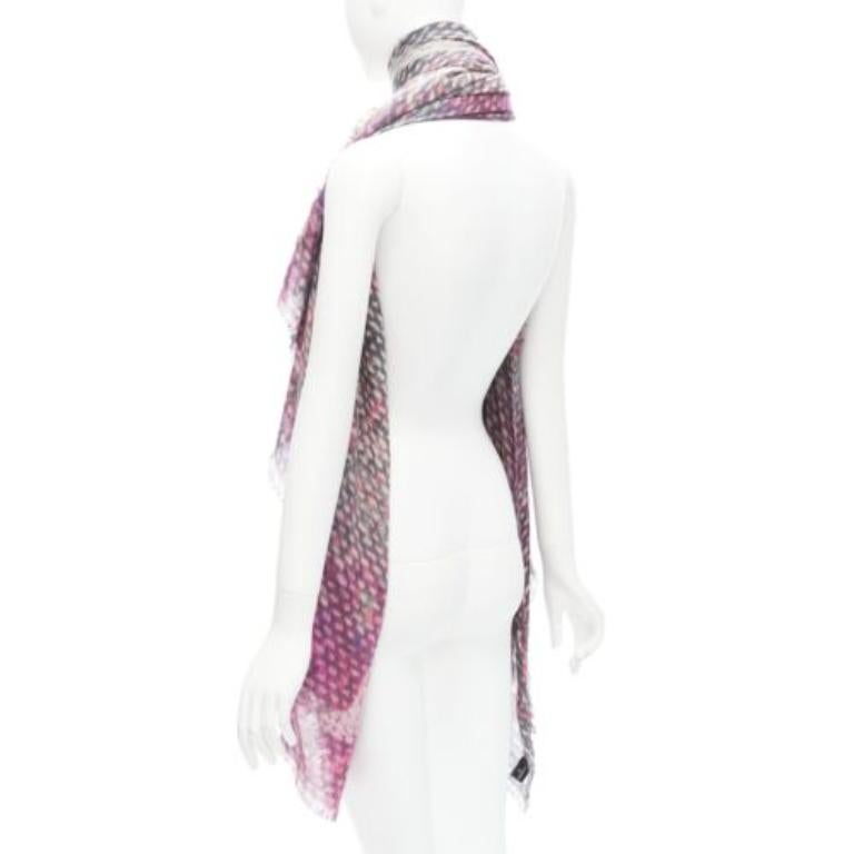 CHANEL 100% cashmere purple black CC oversized tweed texture print scarf For Sale 1