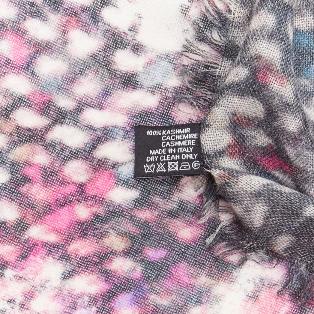 CHANEL 100% cashmere purple black CC oversized tweed texture print scarf For Sale 4