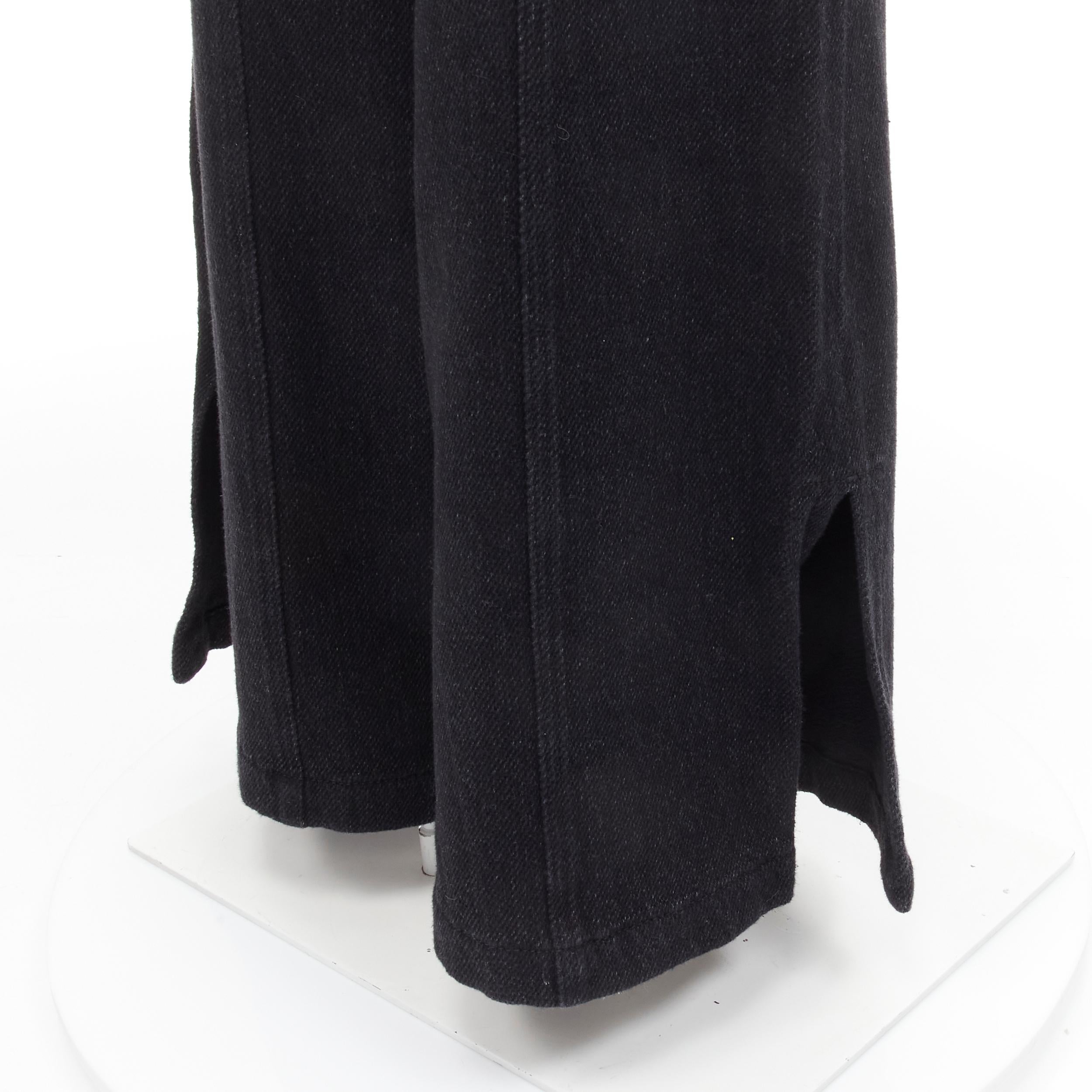 CHANEL 100% cotton black CC chain buckle belt wide leg bell bottom pants FR38 M For Sale 3