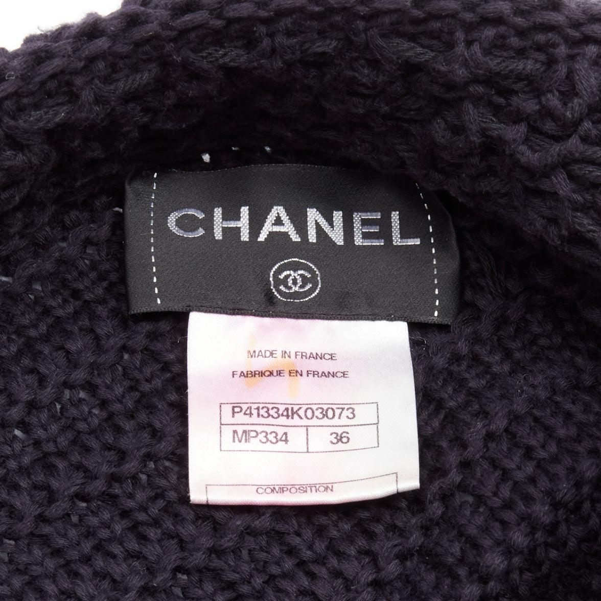 CHANEL 100% cotton knit asymmetric tulip hem bell sleeve sweater dress FR36 S For Sale 5