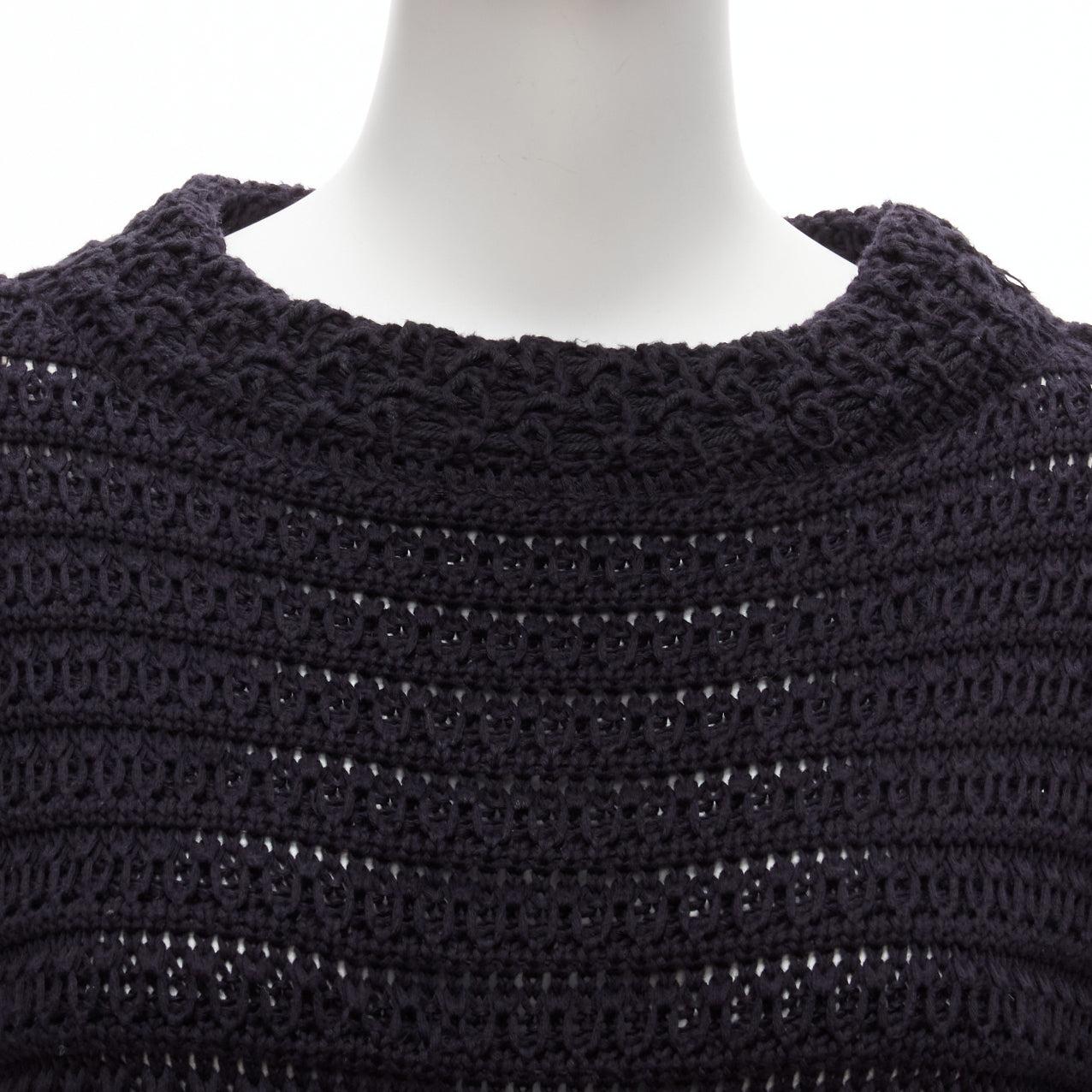 CHANEL 100% cotton knit asymmetric tulip hem bell sleeve sweater dress FR36 S For Sale 2