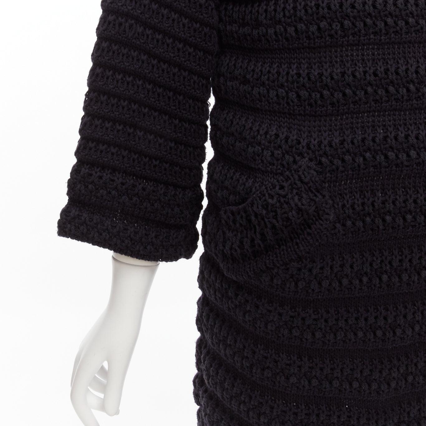 CHANEL 100% cotton knit asymmetric tulip hem bell sleeve sweater dress FR36 S For Sale 3