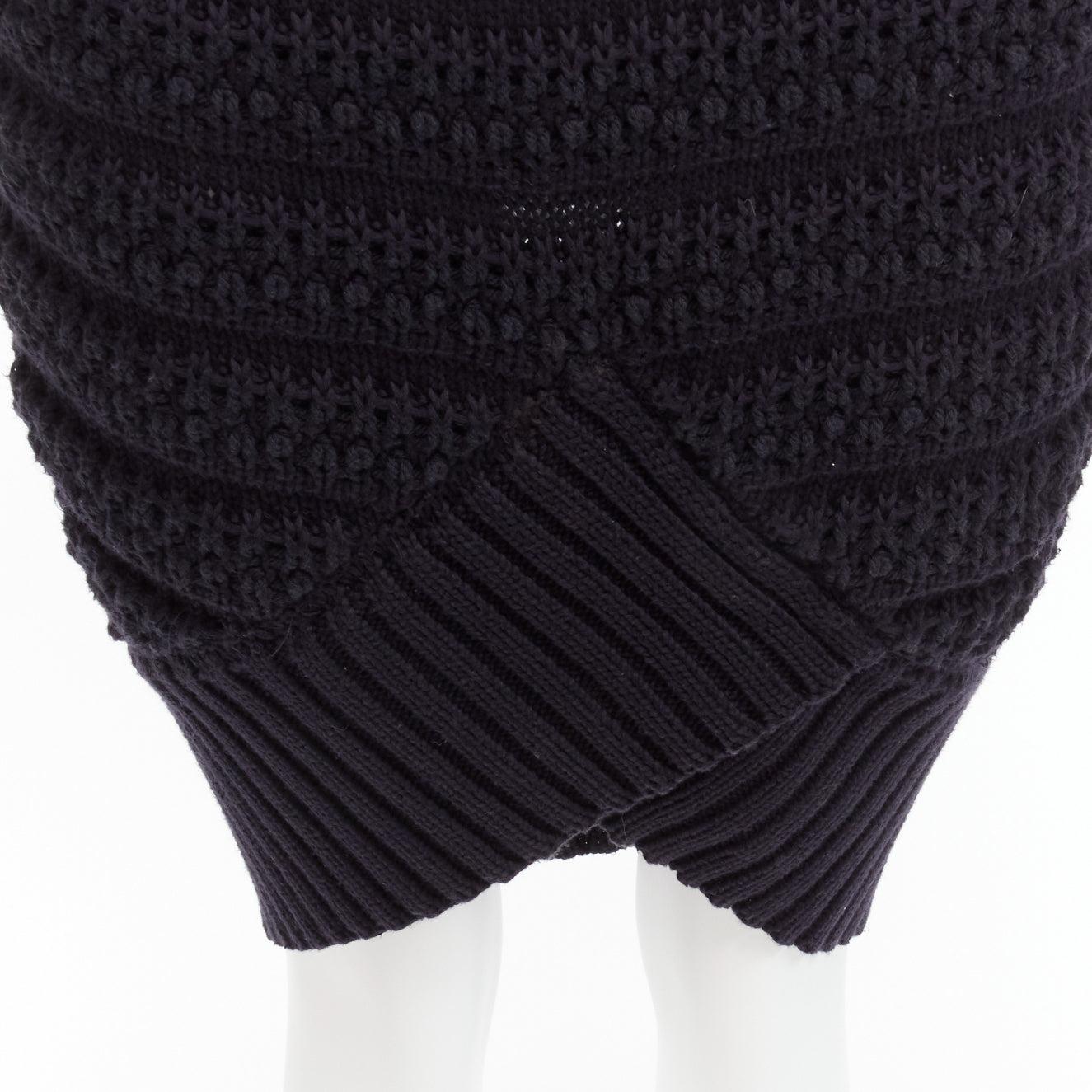 CHANEL 100% cotton knit asymmetric tulip hem bell sleeve sweater dress FR36 S For Sale 4