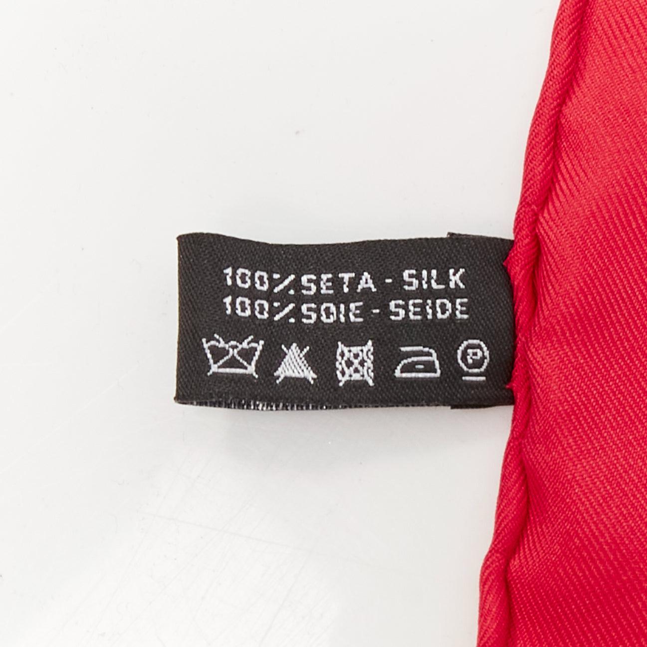 CHANEL 100% silk red blue lion statue palm trees big square scarf For Sale 5