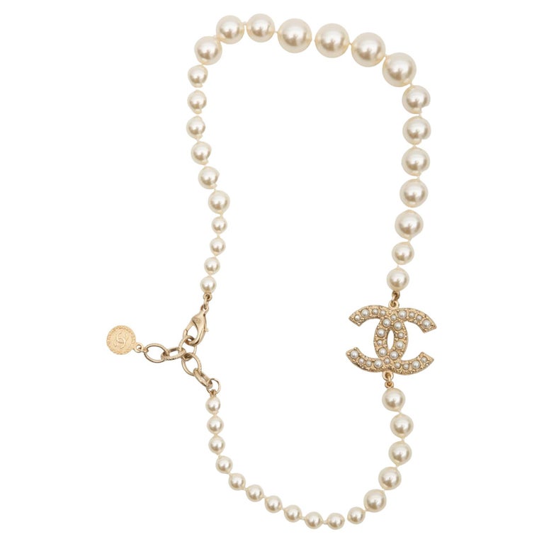 Chanel 100th Anniversary White Glass Pearl Chocker Necklace (2021