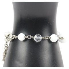 Chanel 10A Crystal x Cube x Pearl Silver Chain Bracelet 14ck311s