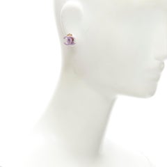 CHANEL 10A iridescent purple CC logo clip on earring