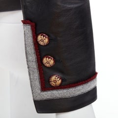 CHANEL 10A Paris Shanghai Runway black calfskin grey wool trim 4 pocket jacket S