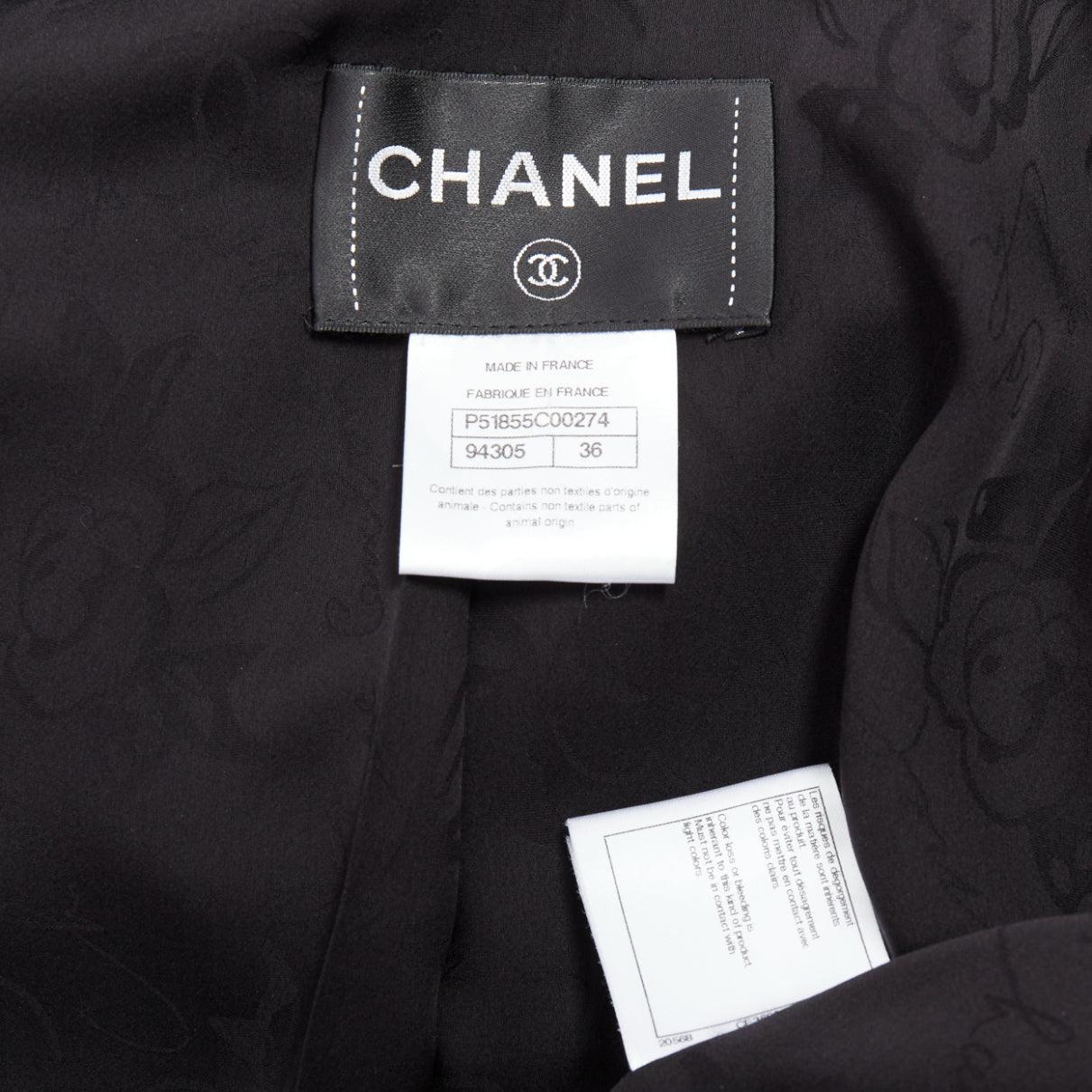 Chanel 10A Paris Shanghai Runway giacca 4 tasche in pelle di vitello nera con finiture in lana grigia S in vendita 3