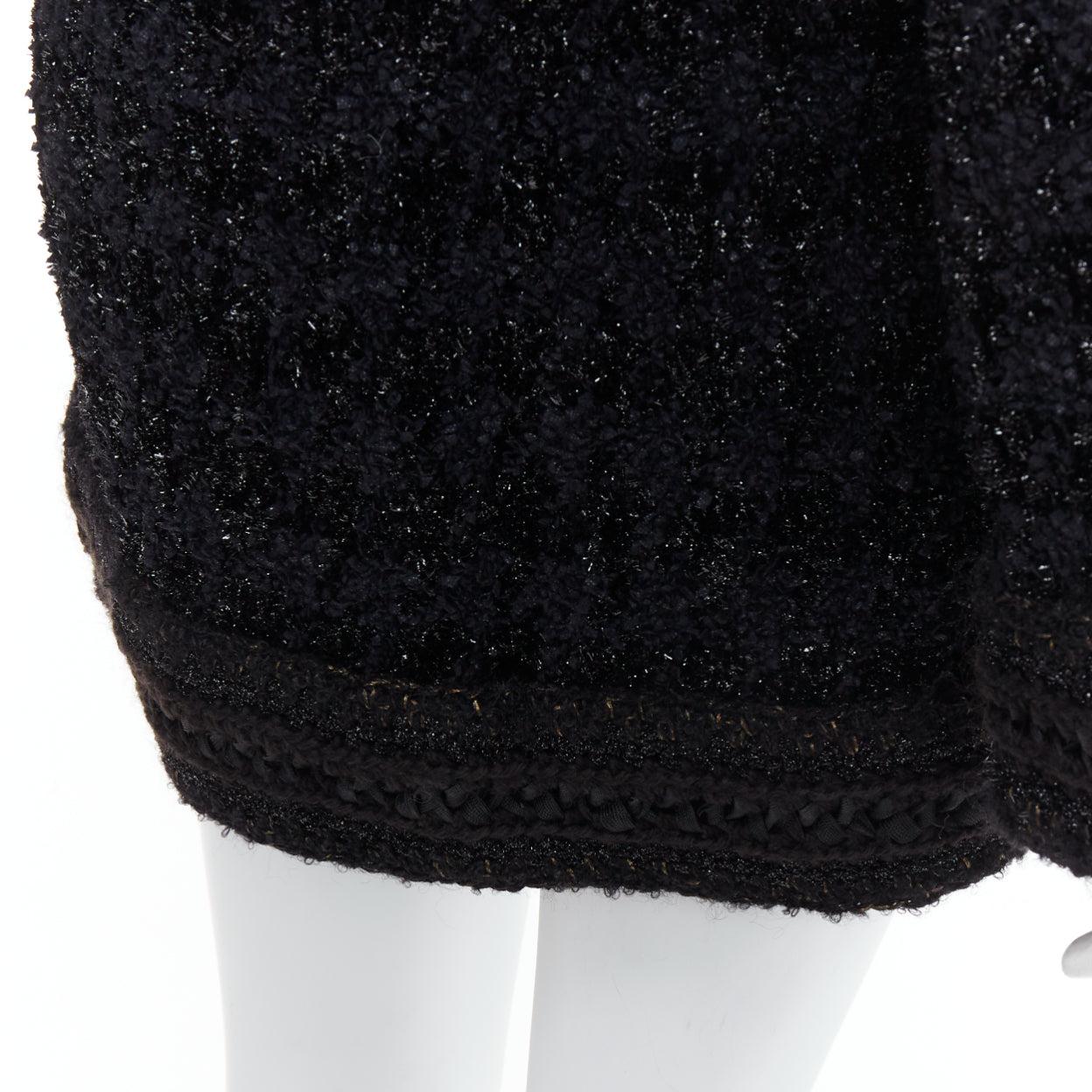 Chanel 10A Paris Shanghai Runway cappotto qipao nero a quadri metallizzati FR40 in vendita 5