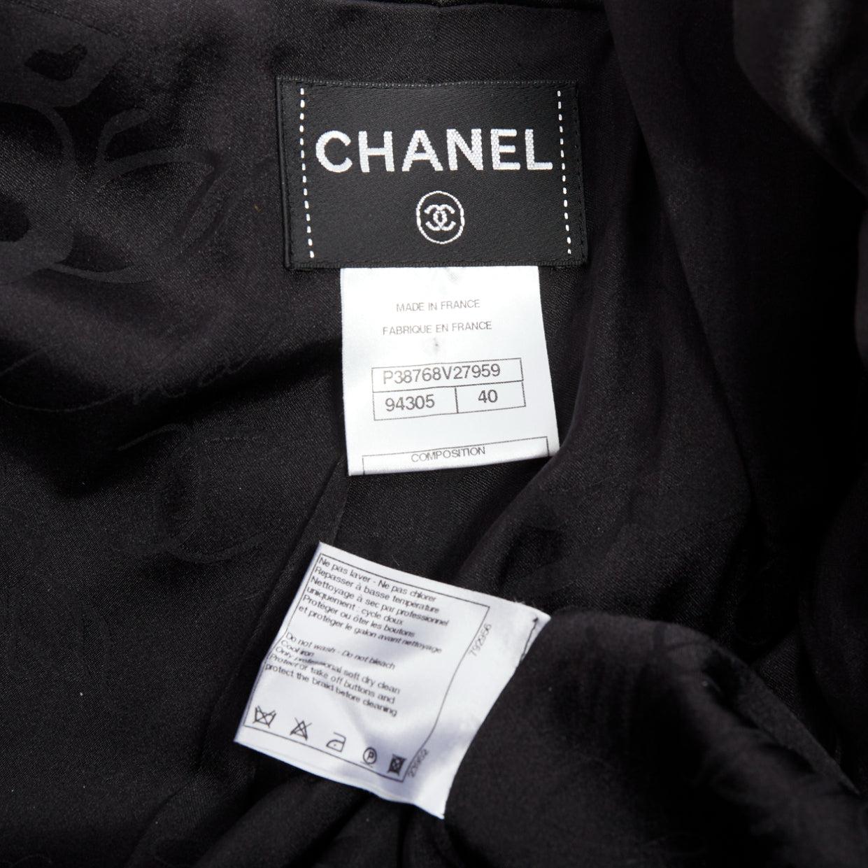 Chanel 10A Paris Shanghai Runway cappotto qipao nero a quadri metallizzati FR40 in vendita 7