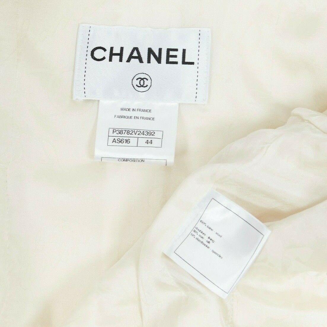 CHANEL 10A Paris-Shanghai white tweed crochet trim officer jacket FR44 5