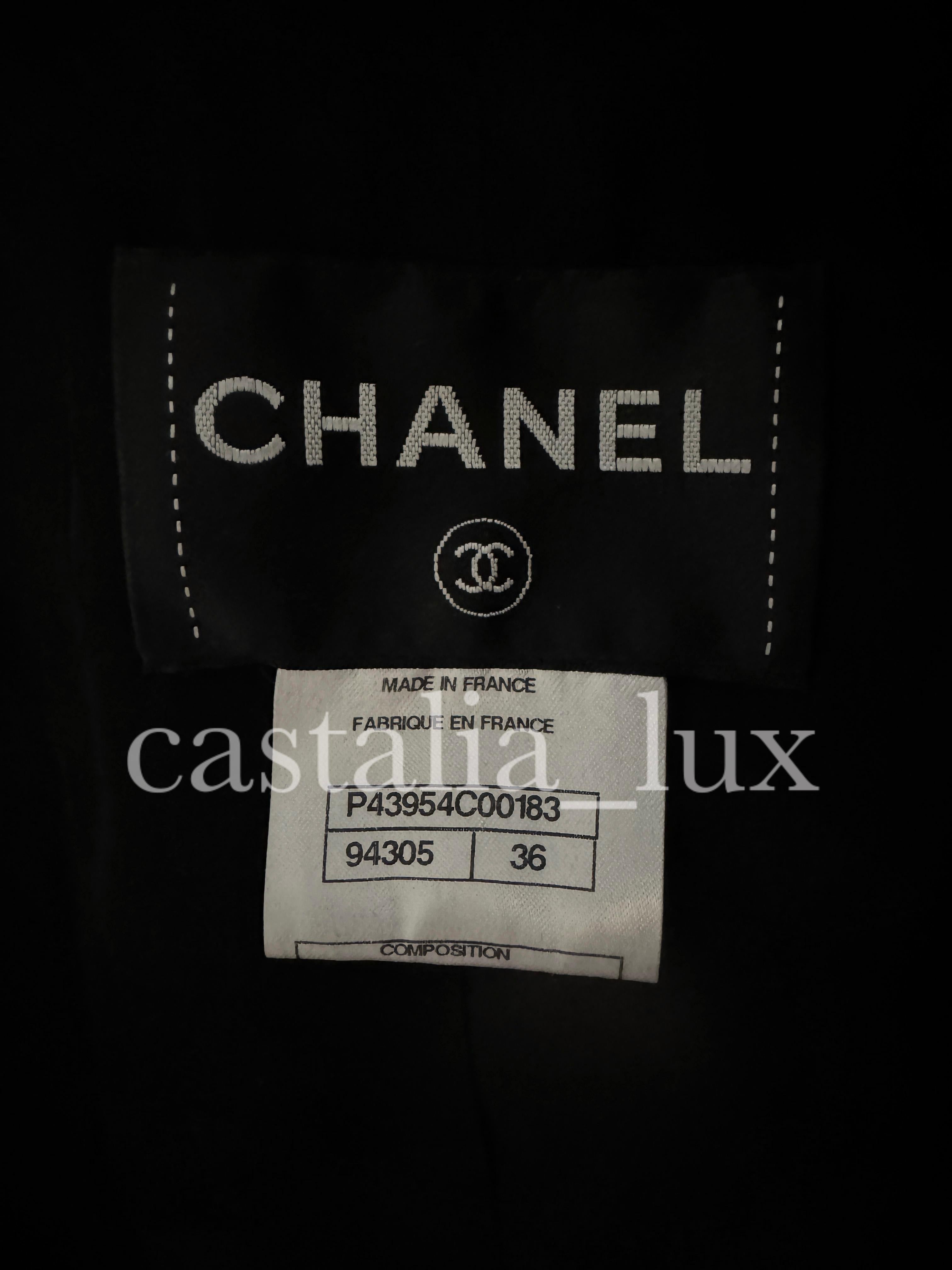 Chanel 10K Black Leather Jacket Coat with CC Jewel Buttons For Sale 12