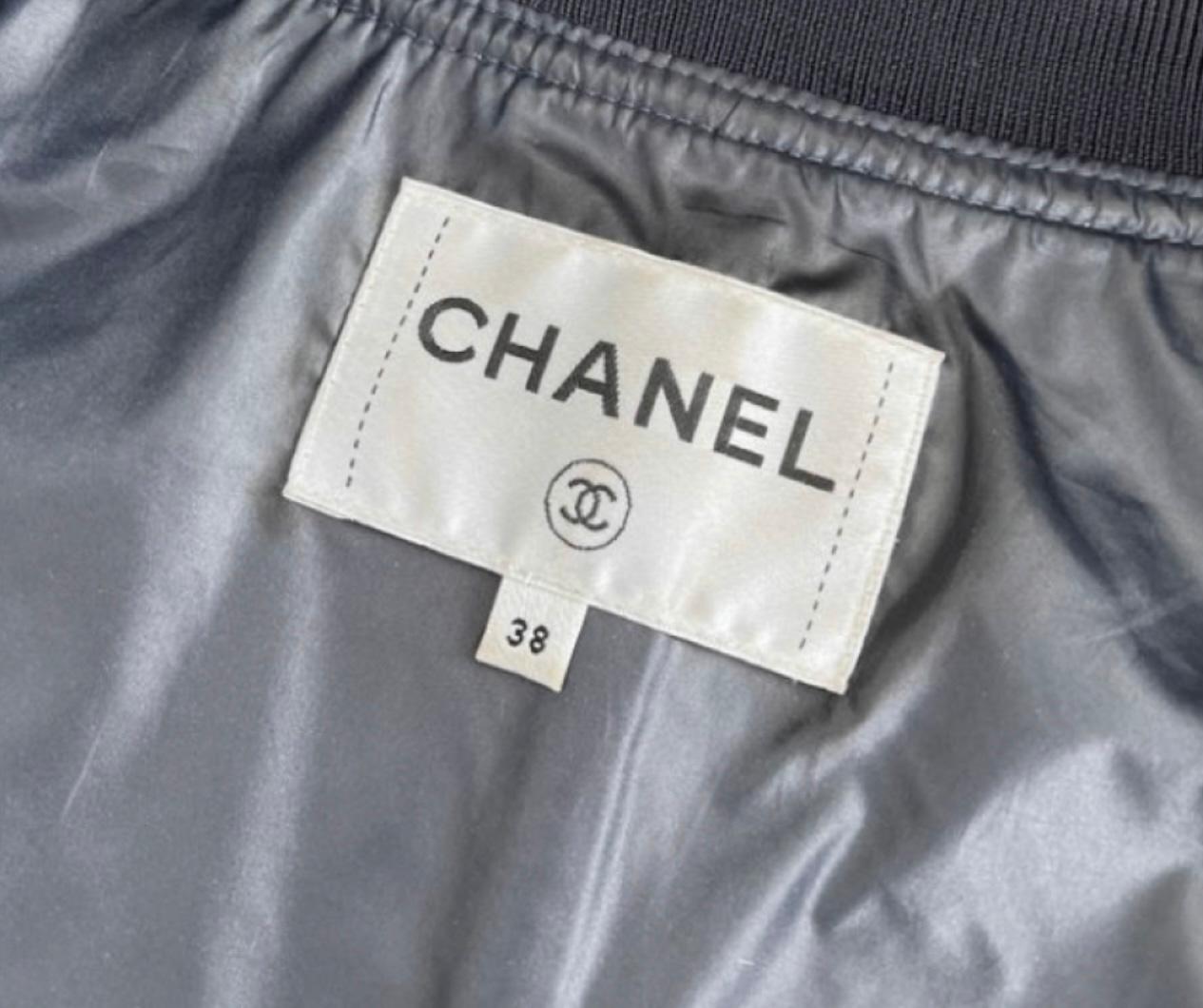 Chanel 10K$ CC Logo Metallic Leather Bomber Jacket 5