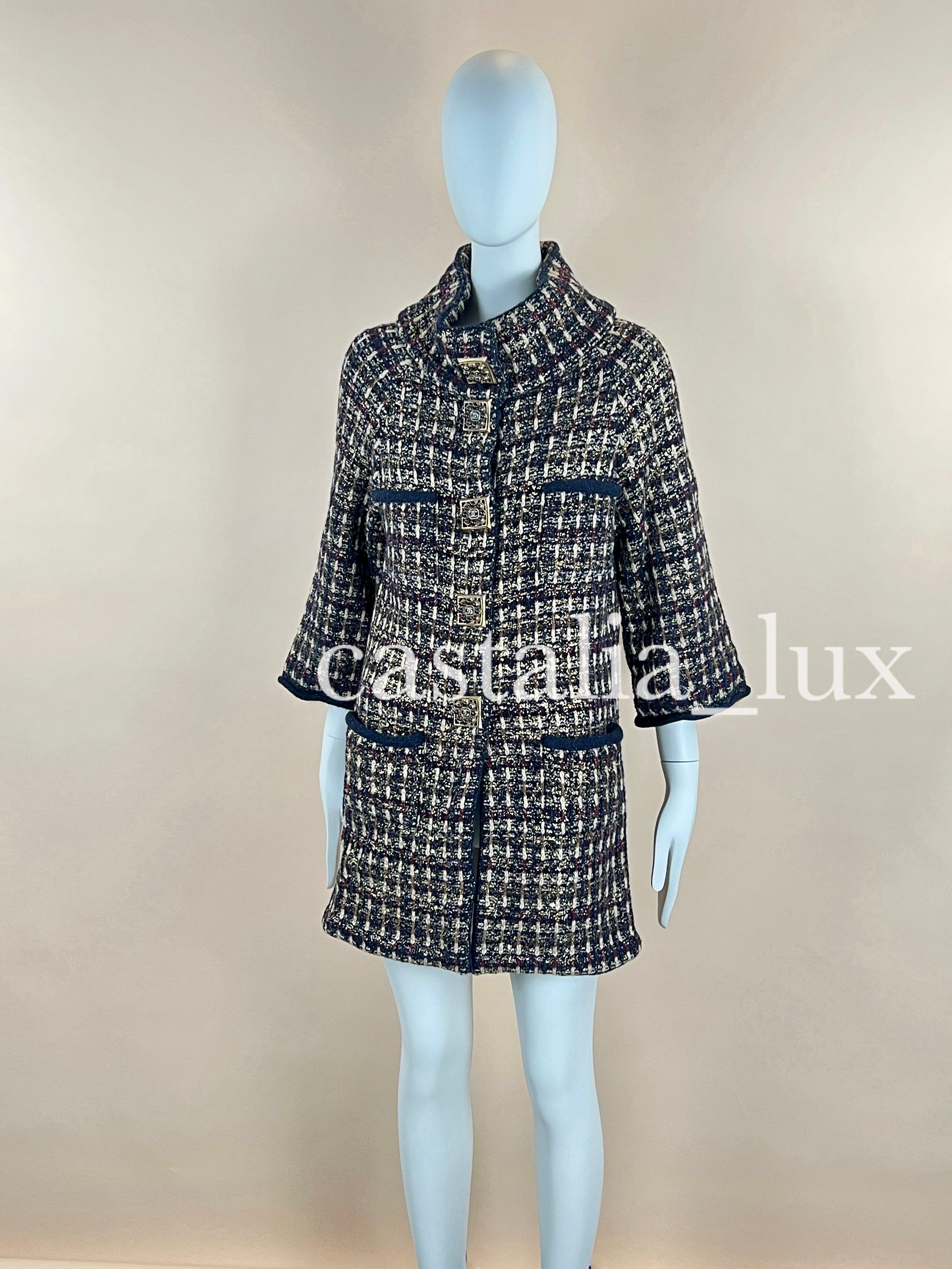 Chanel 10K Iconic Rare Jewel Gripoix Buttons Coat For Sale 7
