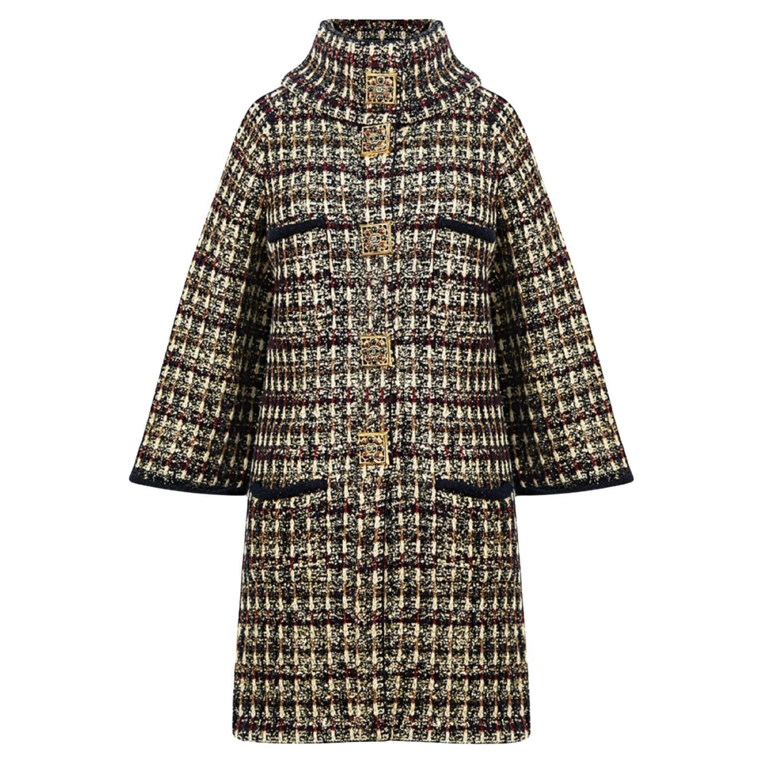 Chanel 10K Iconic Rare Jewel Gripoix Buttons Coat For Sale