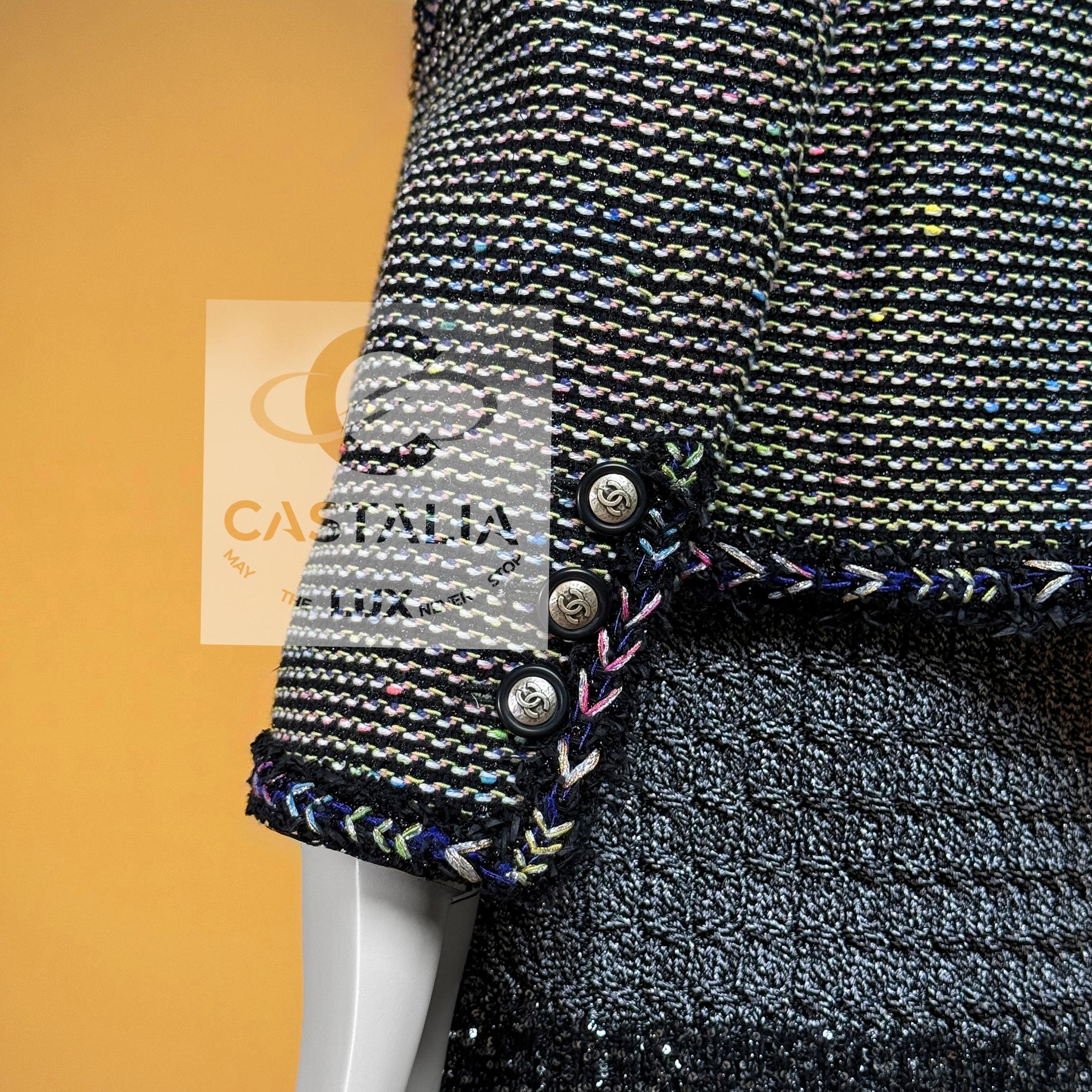 CHANEL 10K$ Iridescent Black Lesage Tweed Jacket 42 FR en vente 8