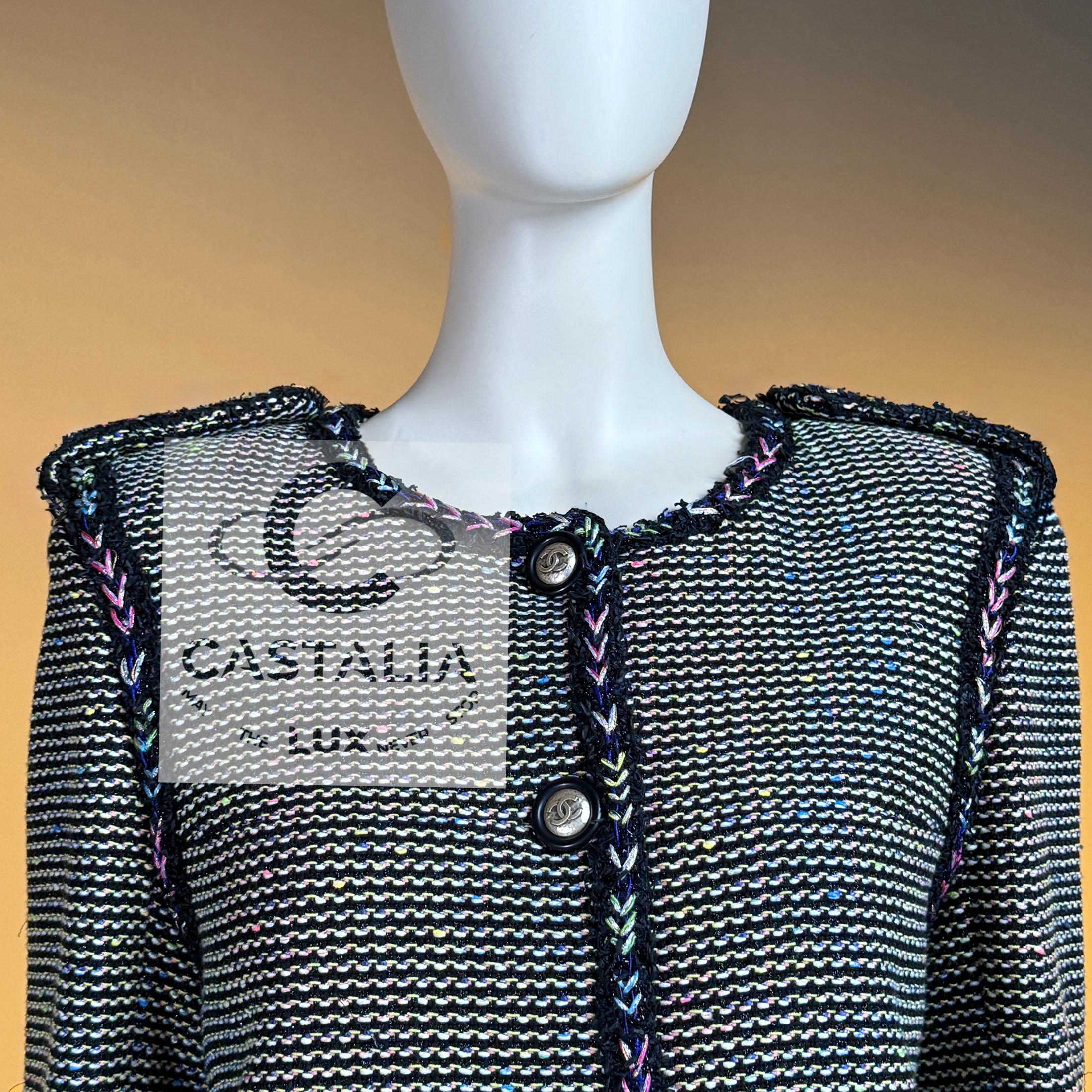 CHANEL 10K$ Iridescent Black Lesage Tweed Jacket 42 FR en vente 3