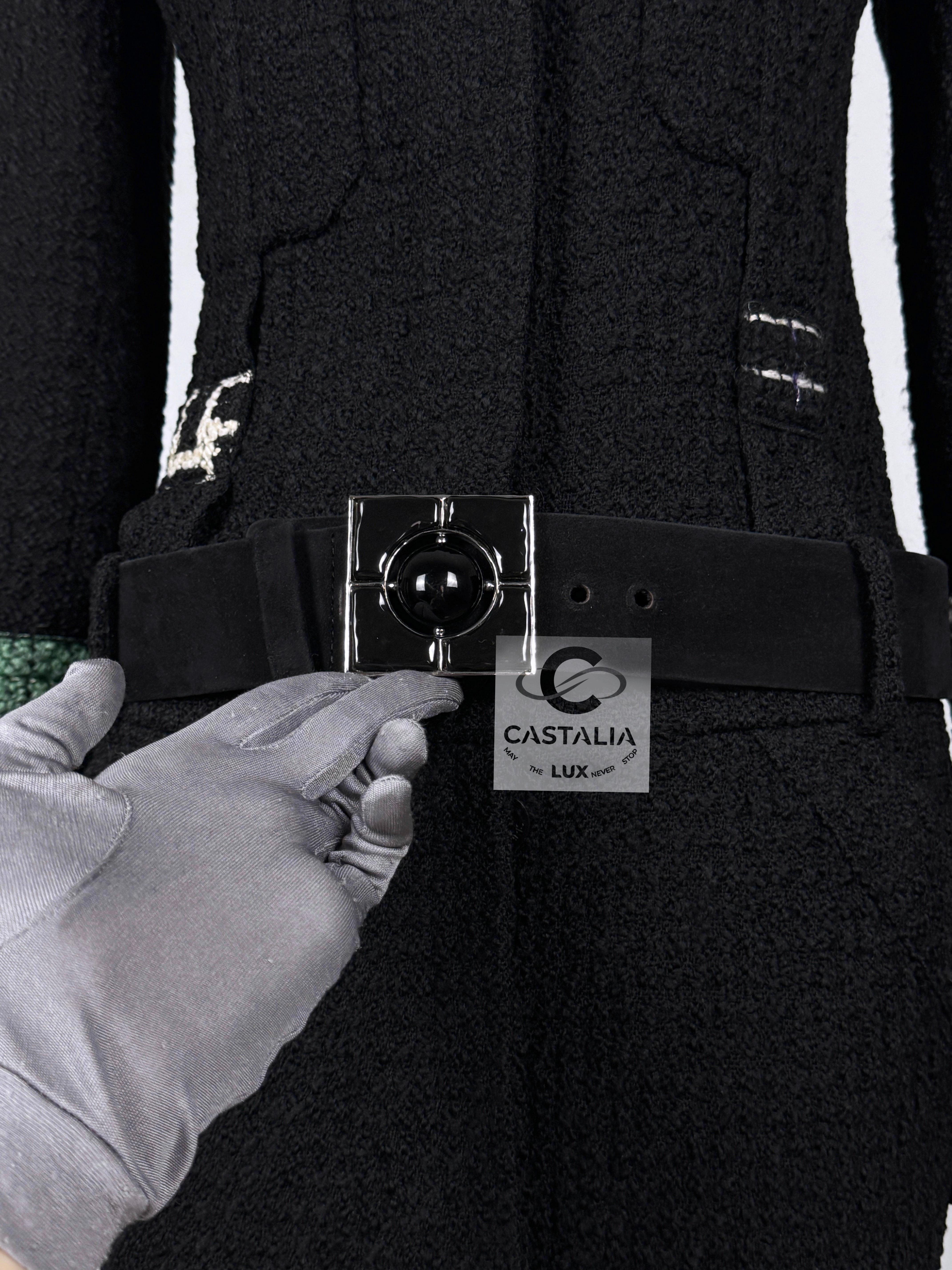 Chanel 10K$ Jewel Belt Black Tweed Coat 8