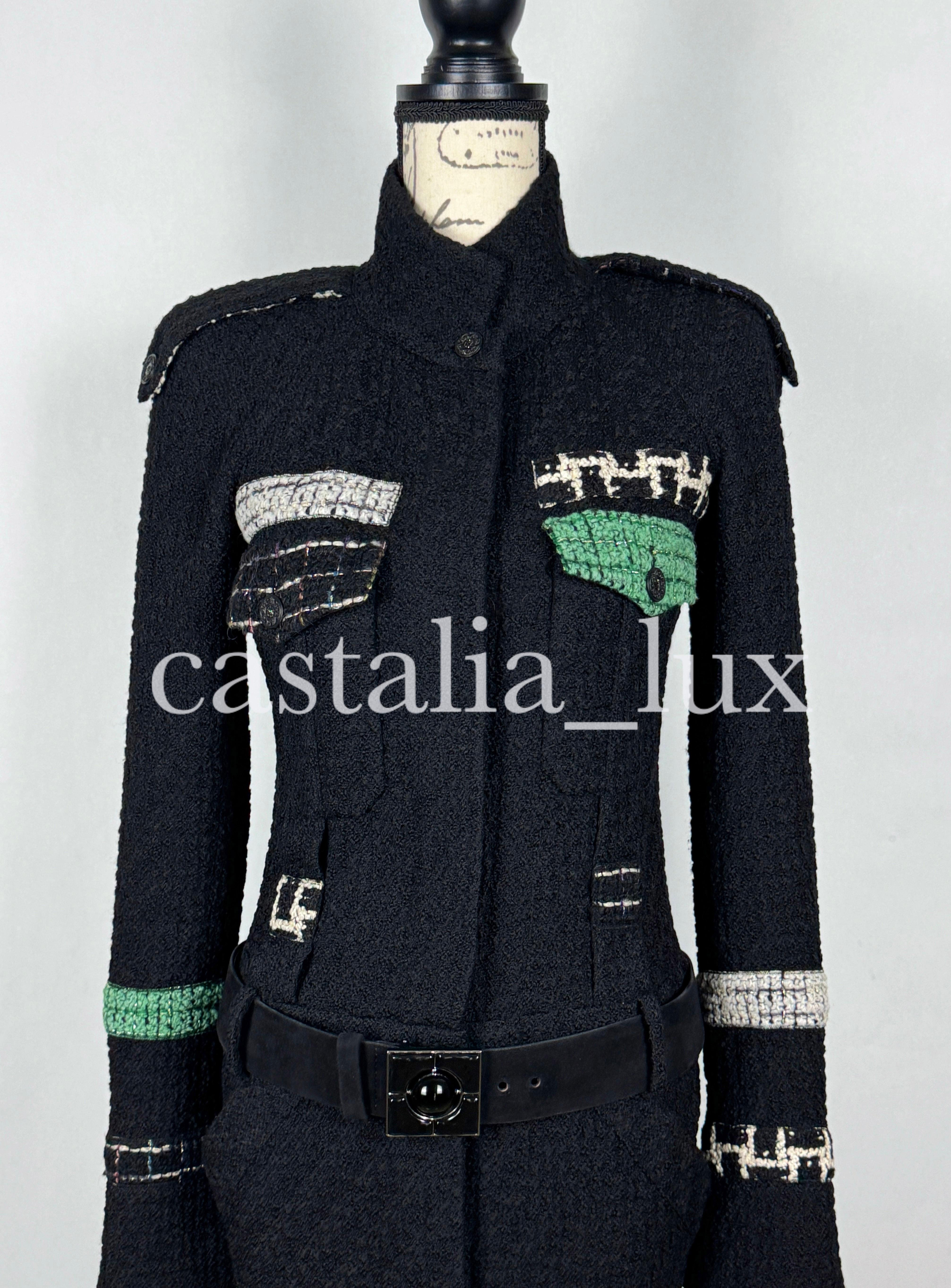 Chanel 10K$ Jewel Belt Black Tweed Coat For Sale 5