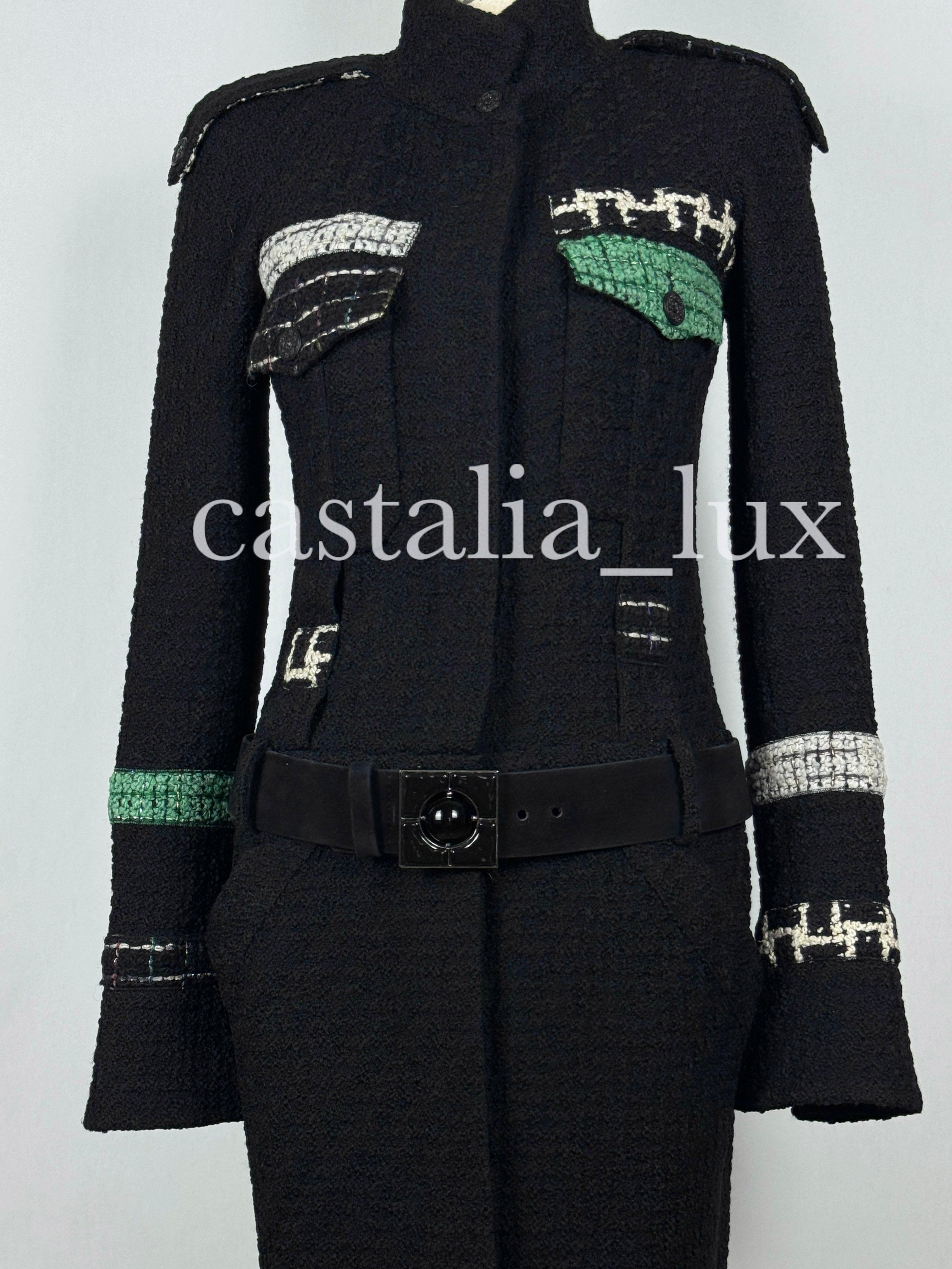 Chanel 10K$ Jewel Belt Black Tweed Coat For Sale 6