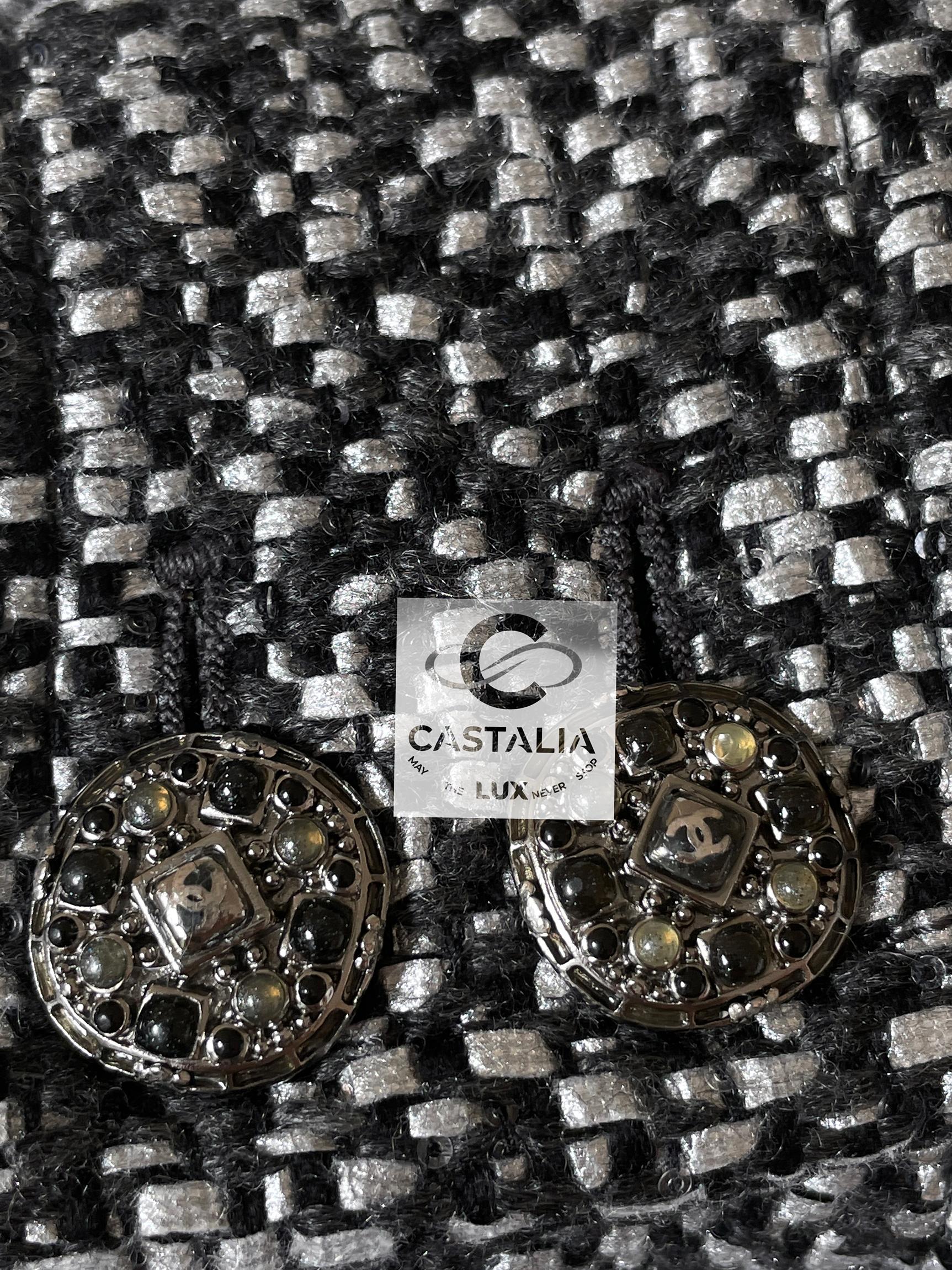 Chanel 10K$ Jewel Buttons Tweed Parka 40 FR For Sale 2