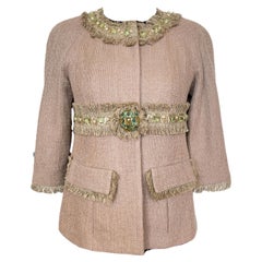 Chanel 10K$ Jewel Embellished Beige Tweed Jacket