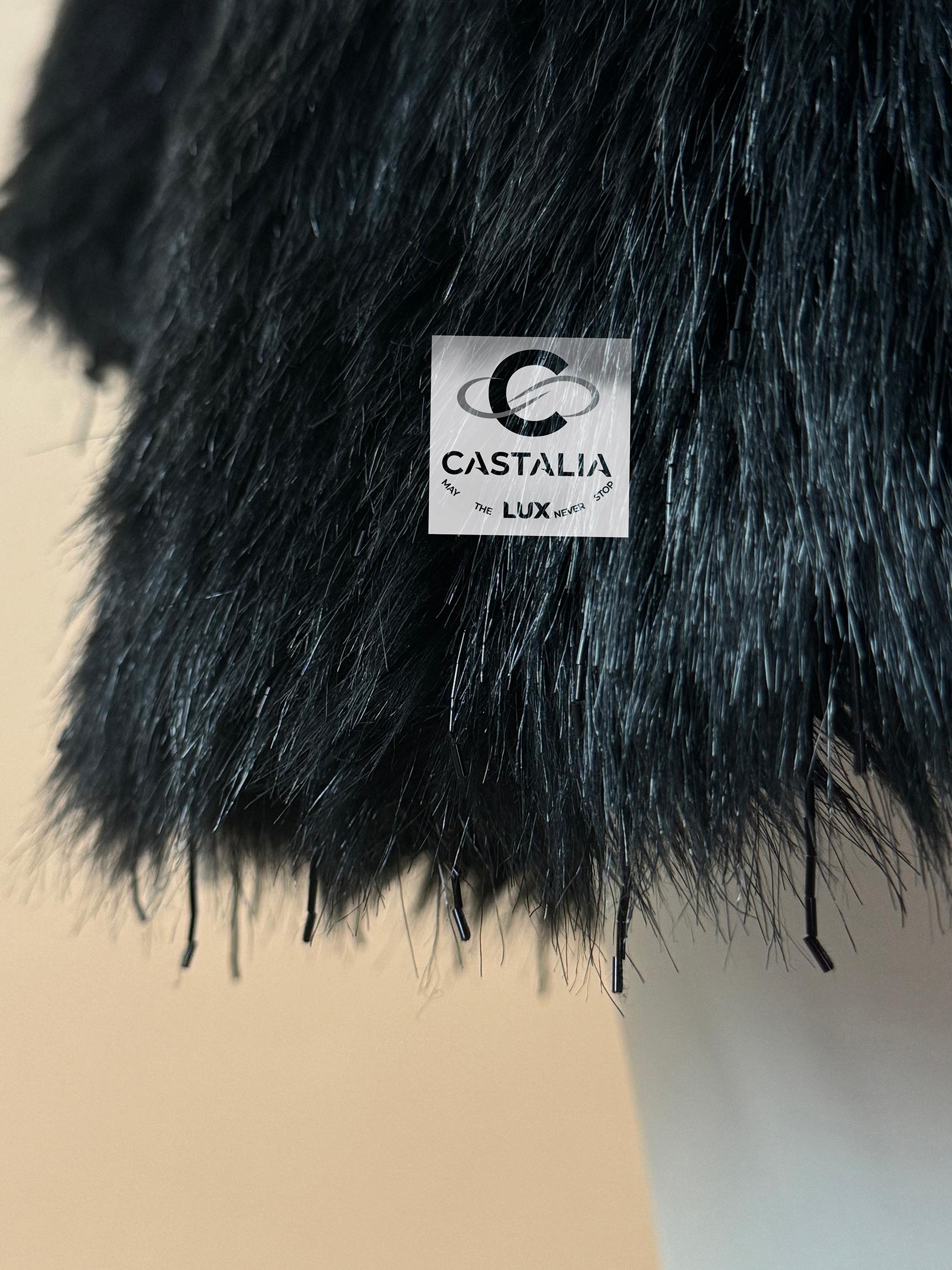 Chanel 12K$ Arctic Ice Black Fluffy Tweed Coat 38 FR For Sale 6
