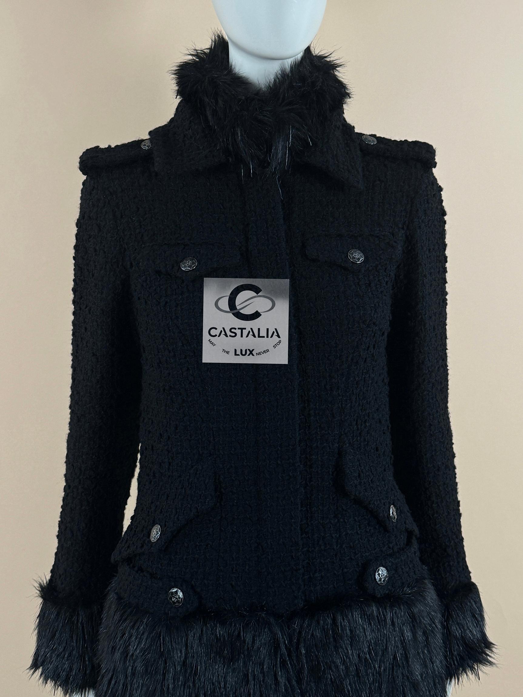 Chanel 10K$ Jewel Embellished Black Tweed Coat 7