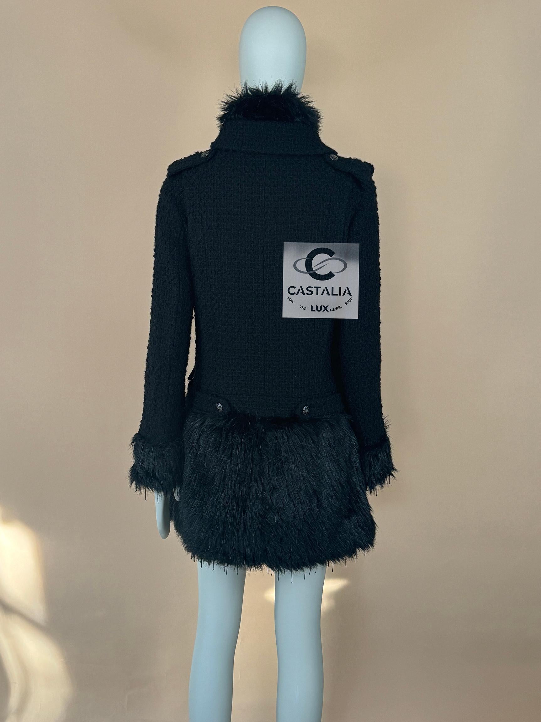 Chanel 10K$ Jewel Embellished Black Tweed Coat 8
