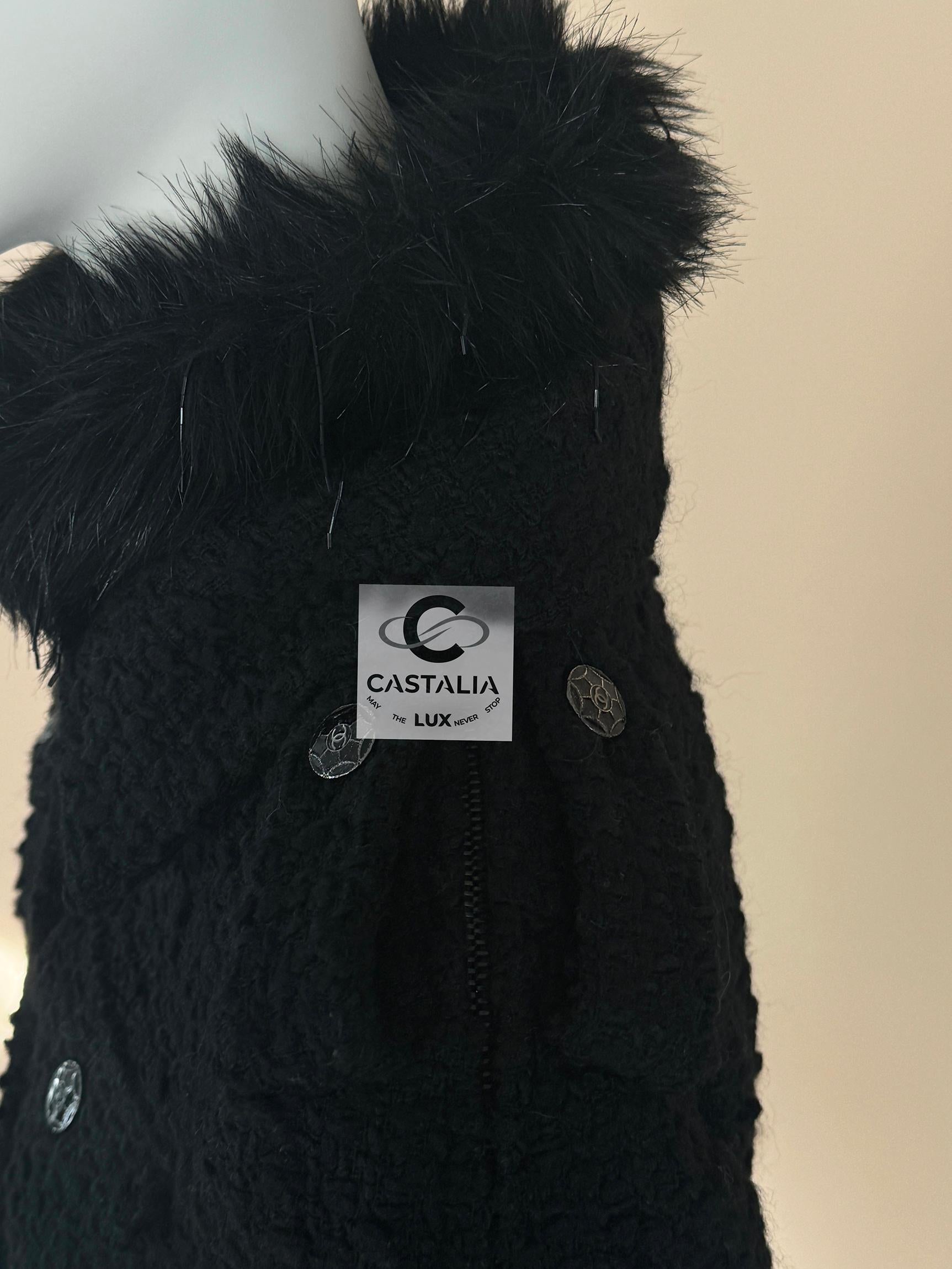 Chanel 10K$ Jewel Embellished Black Tweed Coat 10