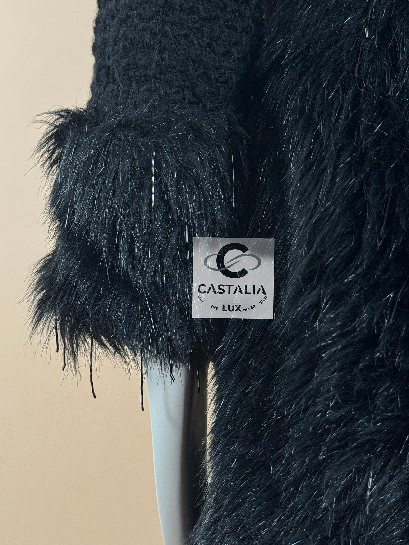 Chanel 10K$ Jewel Embellished Black Tweed Coat 12
