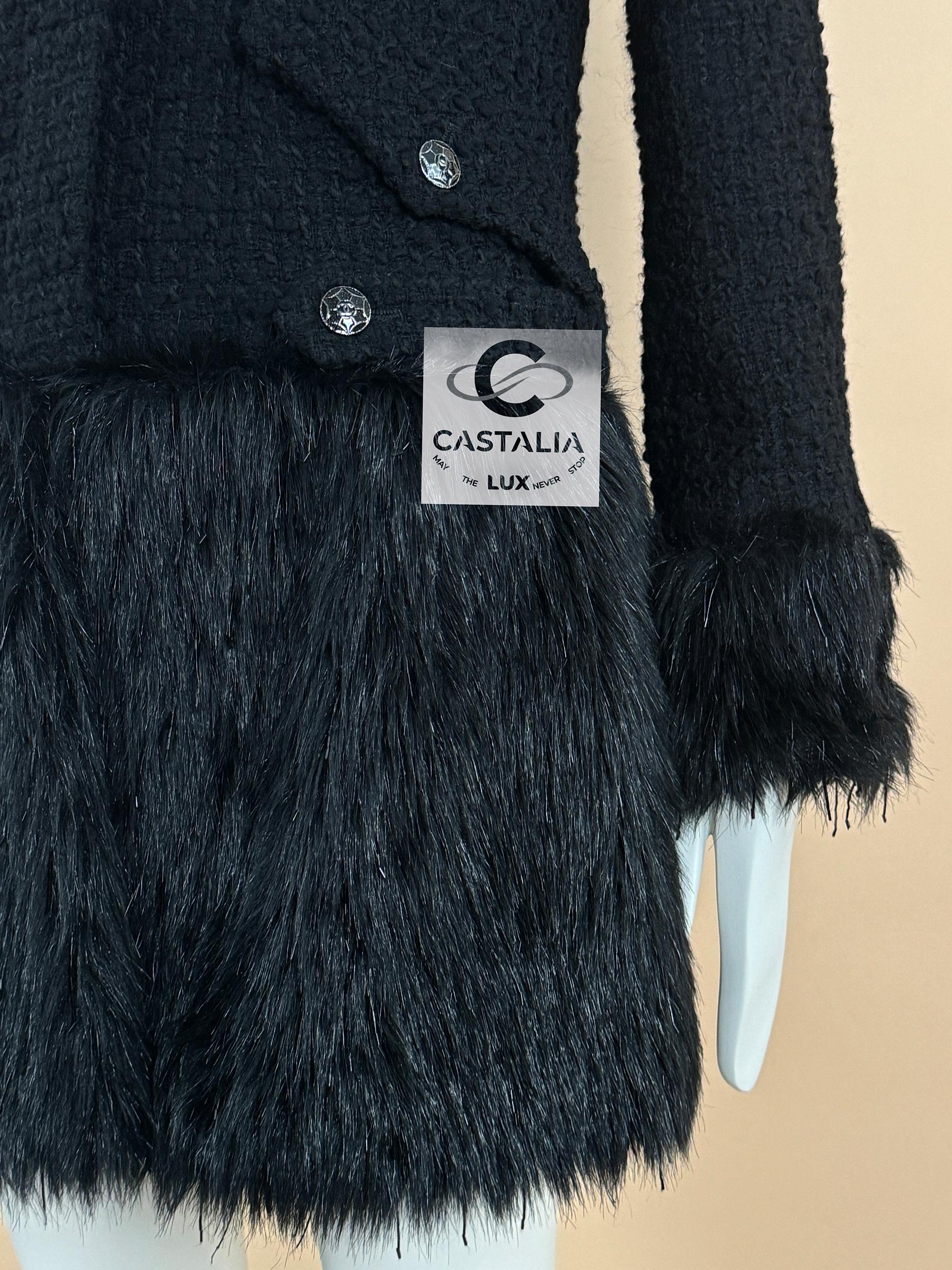 Chanel 10K$ Jewel Embellished Black Tweed Coat 13