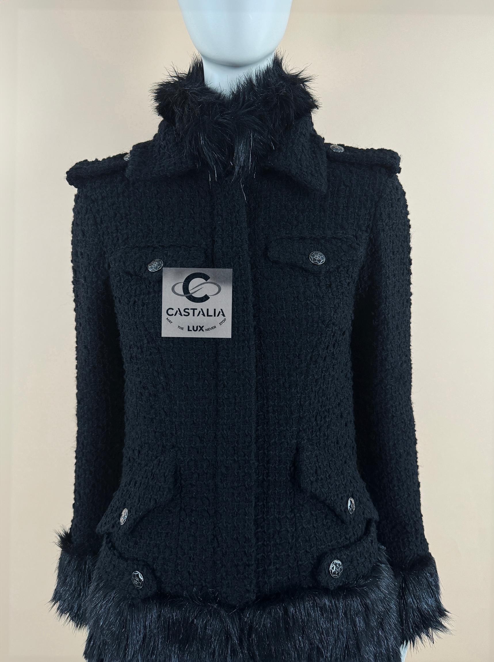 Chanel 10K$ Jewel Embellished Black Tweed Coat 1