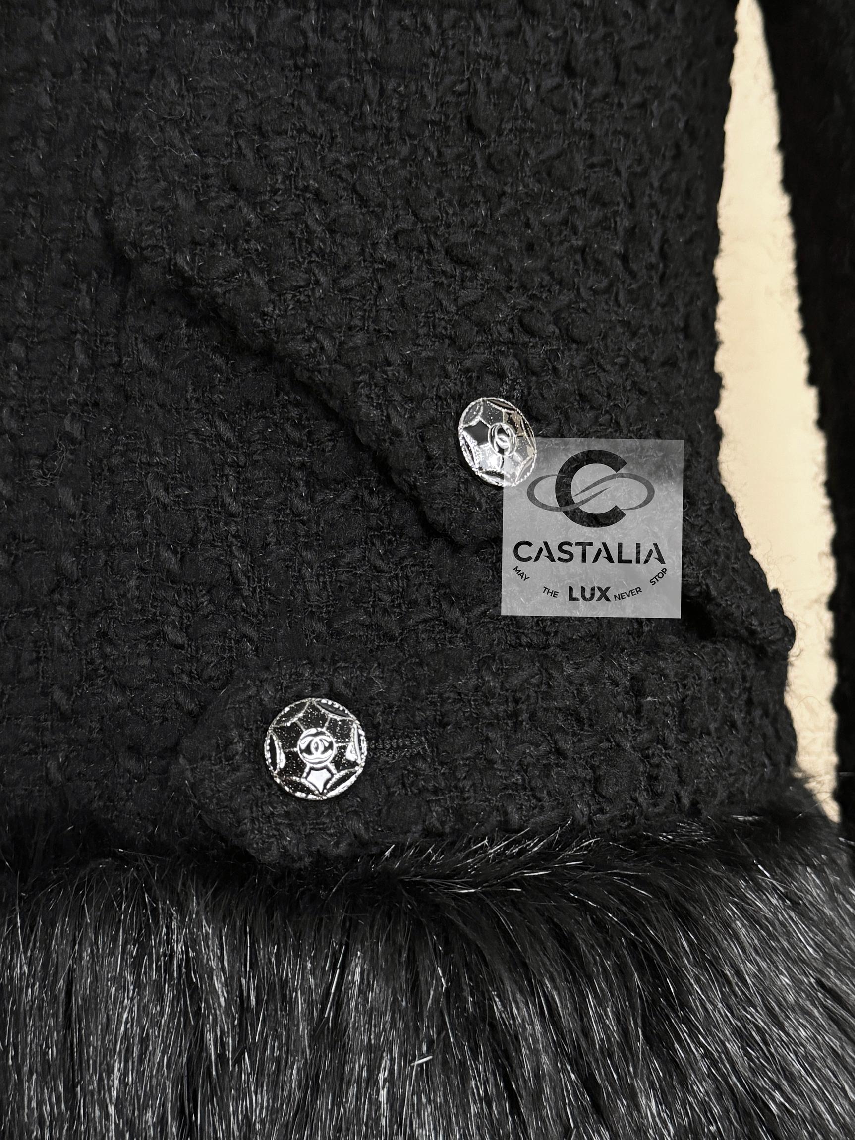 Chanel 10K$ Jewel Embellished Black Tweed Coat 2